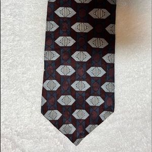 Oscar de la Renta Mens tie .. navy, grey, burgundy color, 💯 silk